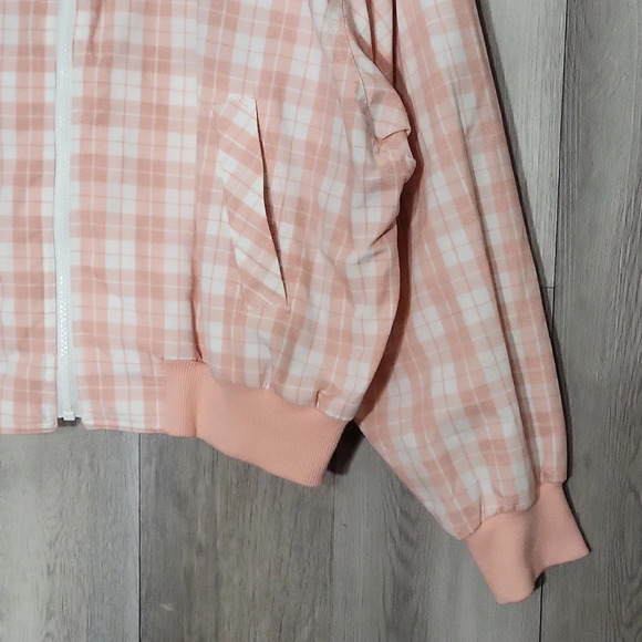 🛍Tail Womens Large Light Pink White Plaid Full Zip Golf Jacket Lightweight - Picture 6 of 6
